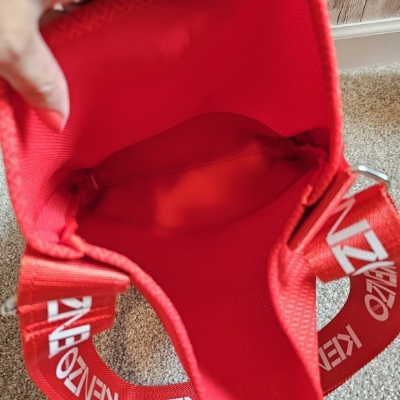 KENZO AUTHENTIC CROSSBODY SHOULDER TOTE BAG RED NYLON VINYL - Picture 9 of 10
